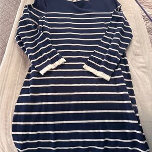 Sail to Sable Navy and White Knit dress